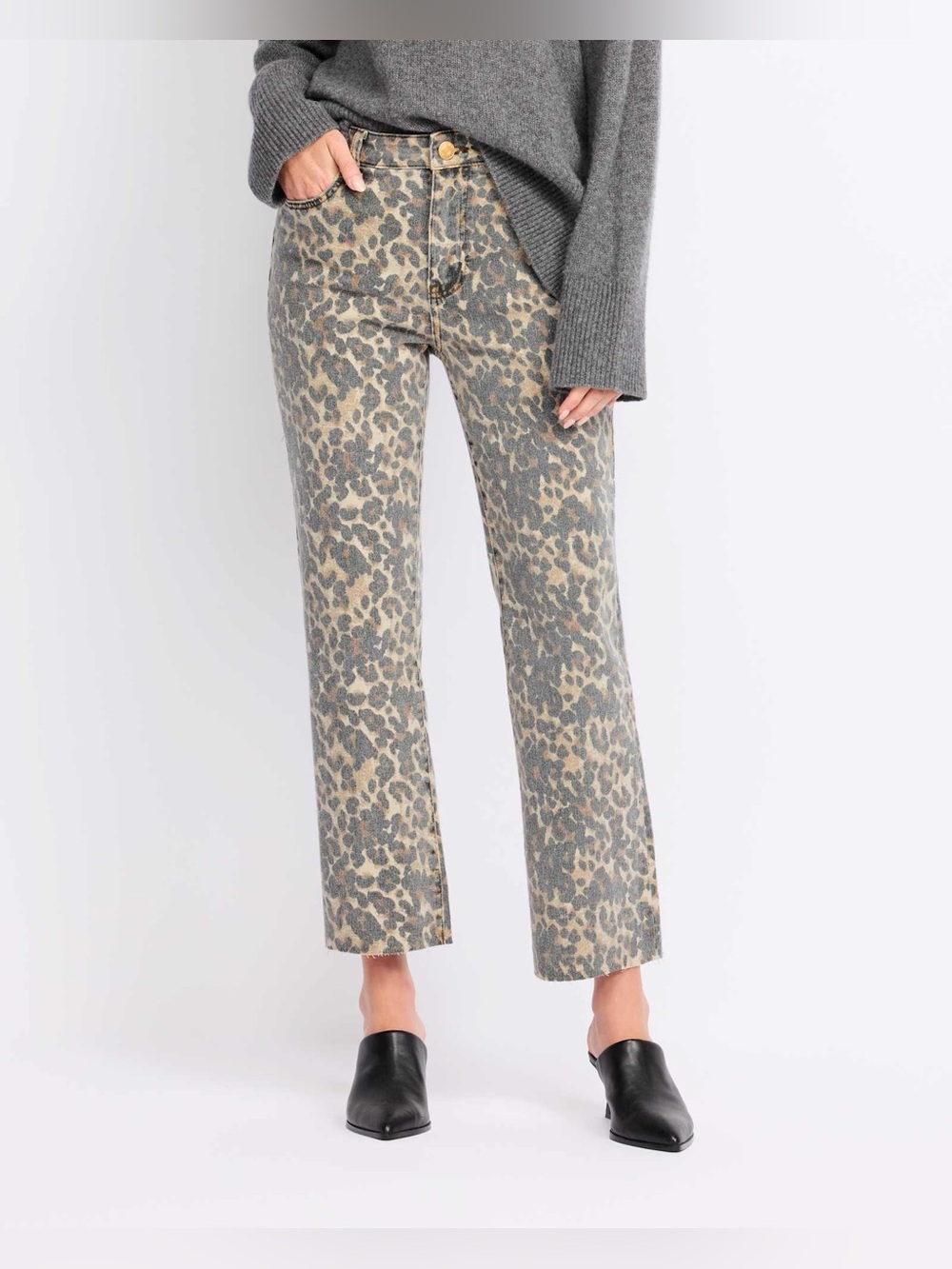KUT from the Kloth Kelsey Flare Leopard Print Jeans Waist 16